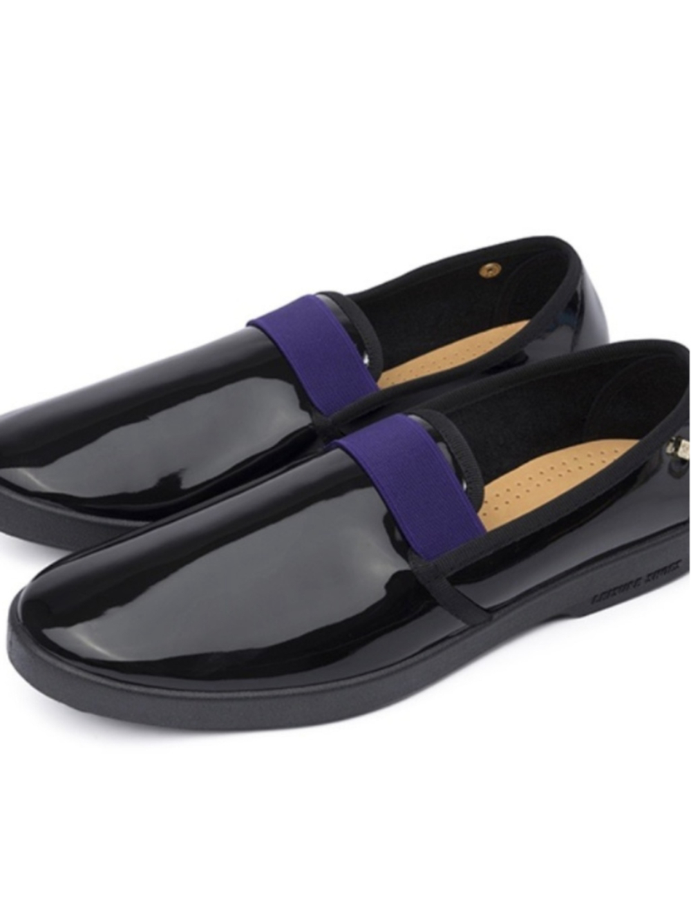 RIVIERAS Men’s Black Vinyl Smoking Noir Violet Banded Shoes 42/9 NIB